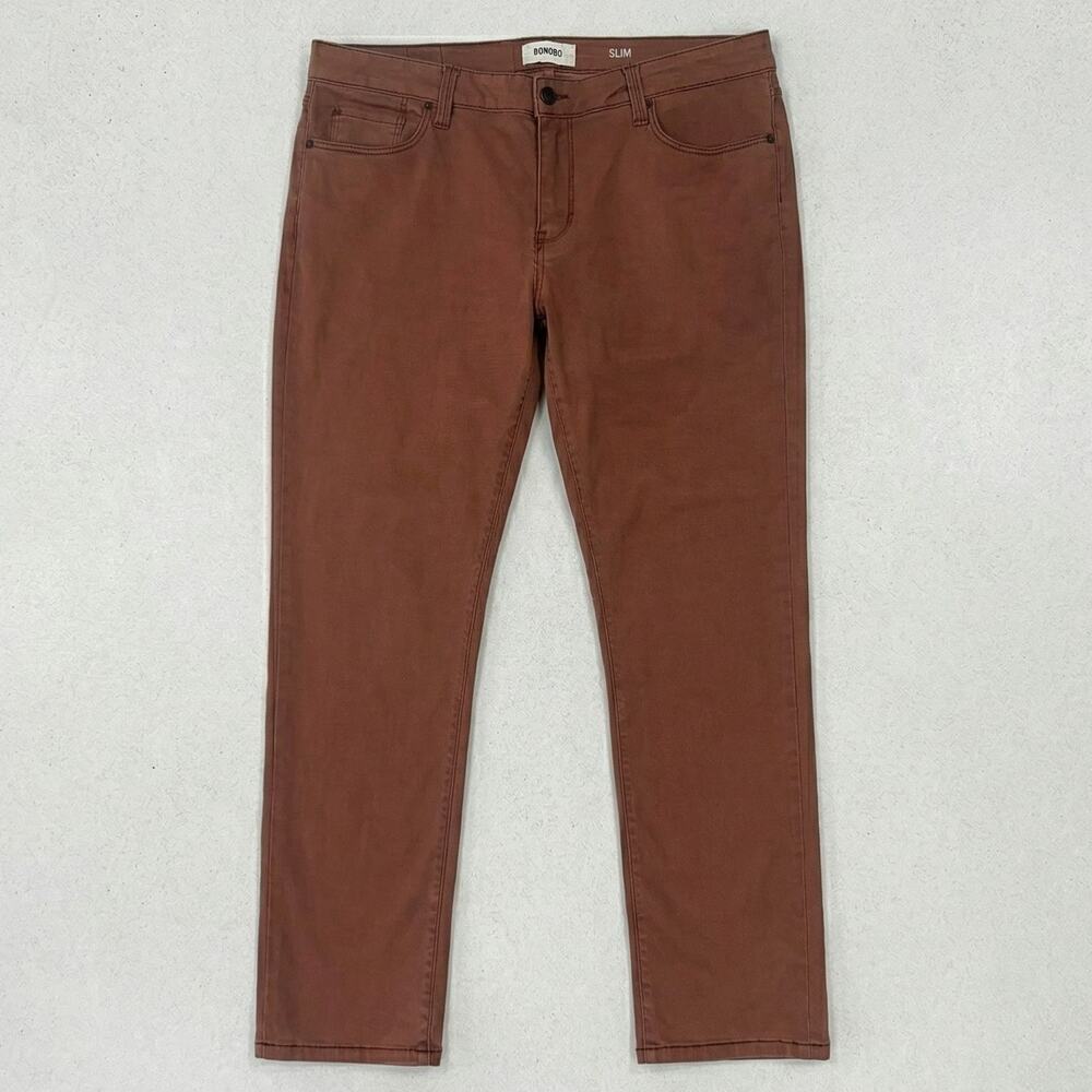 Sonoma Womens Slim Straight 14S Brown Cotton Spandex Pants